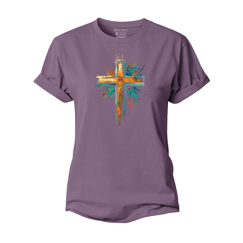 Splashed Ink Cross Cotton T-Shirt