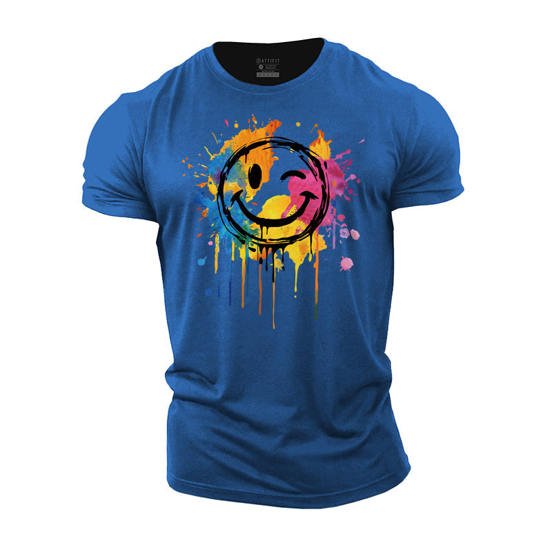 Colorful Smiley Face Cotton T-Shirt