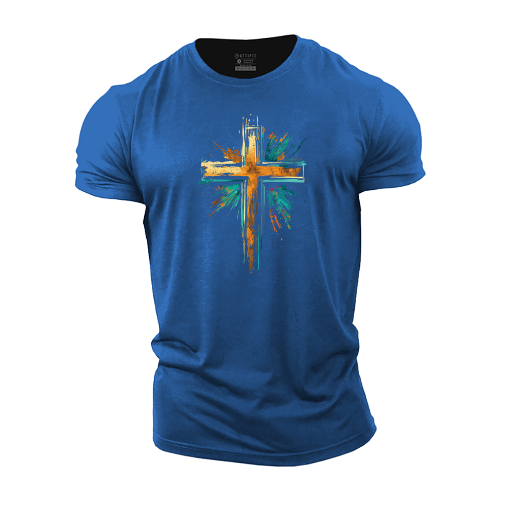 Splashed Ink Cross Cotton T-Shirt