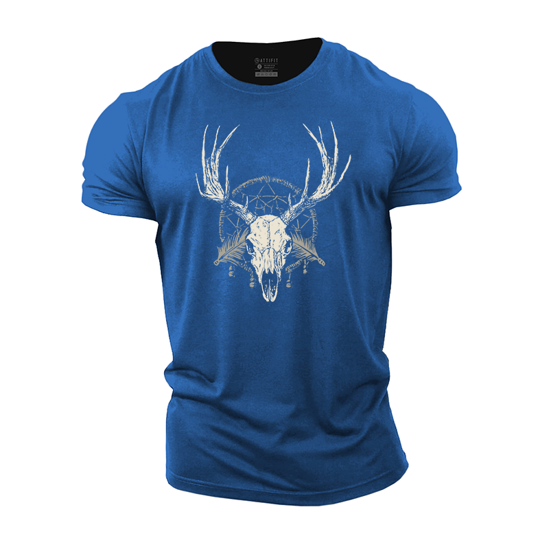 Deer Skull with Dreamcatcher Cotton T-Shirt