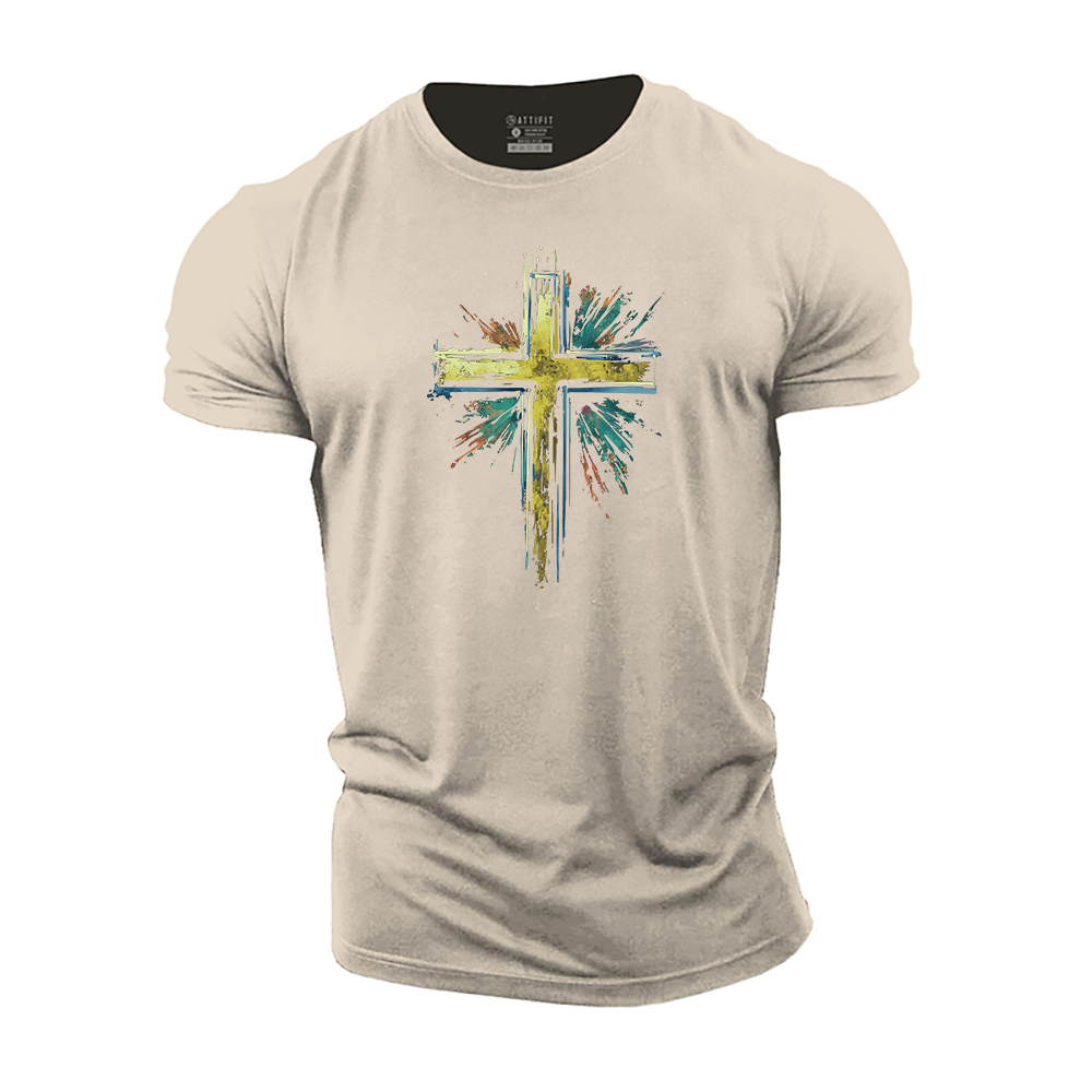 Splashed Ink Cross Cotton T-Shirt