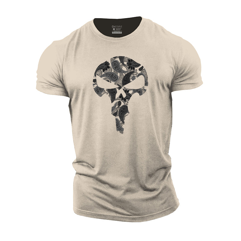 Paisley Skull Cotton T-Shirt