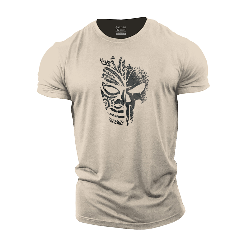 Tiki Mask Skull Cotton T-Shirt