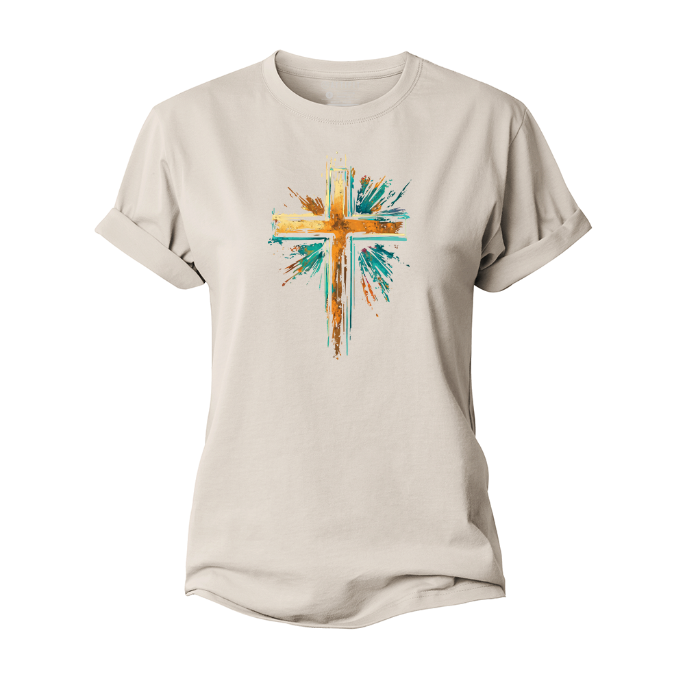 Splashed Ink Cross Cotton T-Shirt