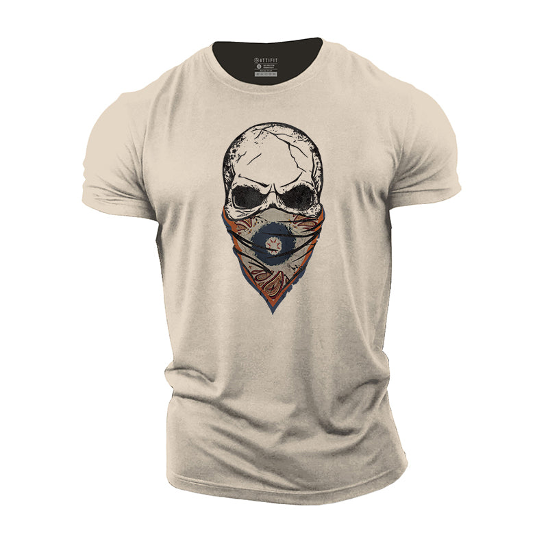 Paisley Skull Face Mask Cotton T-Shirt