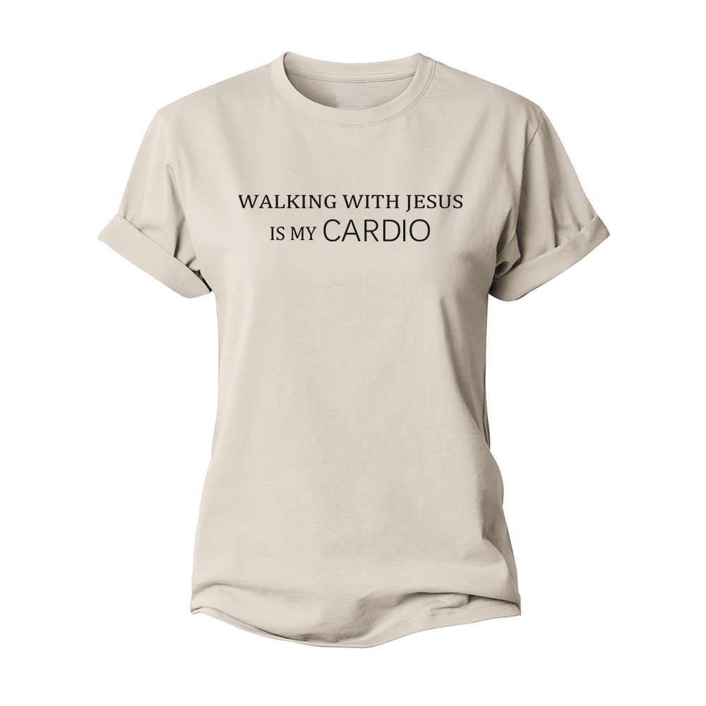 Walking with Jesus Is My Cardio Women's Cotton T-Shirt