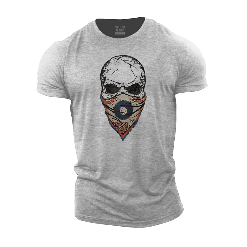 Paisley Skull Face Mask Cotton T-Shirt