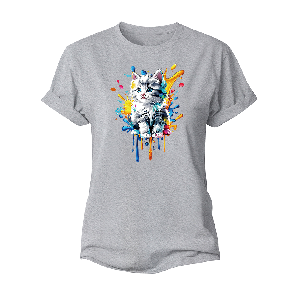 Watercolor Cat Women's Cotton T-Shirt