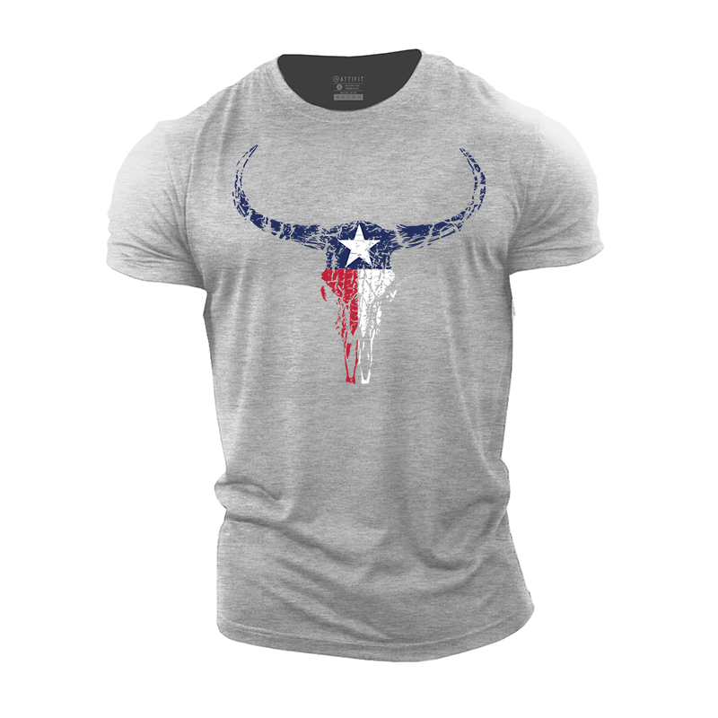 Texas Longhorn Skull Cotton T-Shirt