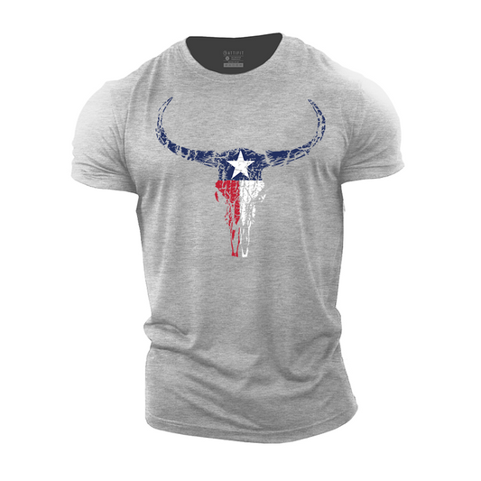 Texas Longhorn Skull Cotton T-Shirt