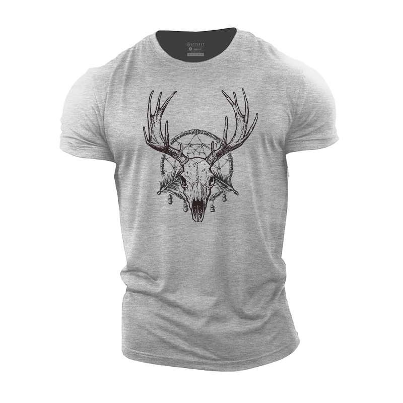 Deer Skull with Dreamcatcher Cotton T-Shirt