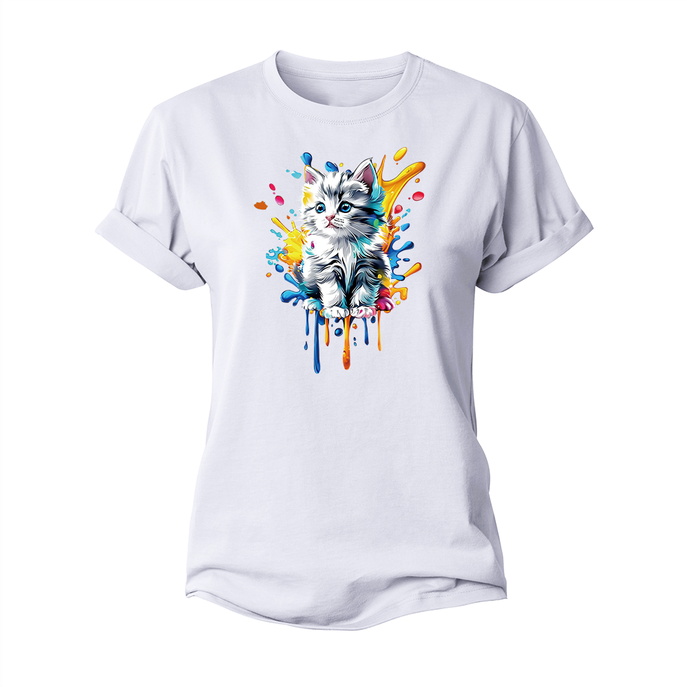 Watercolor Cat Women's Cotton T-Shirt