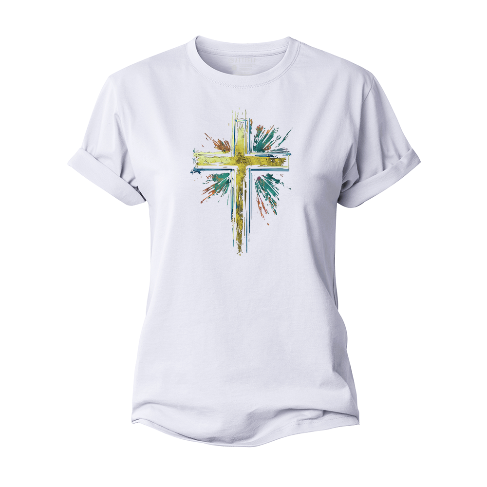 Splashed Ink Cross Cotton T-Shirt