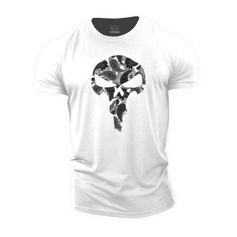 Paisley Skull Cotton T-Shirt