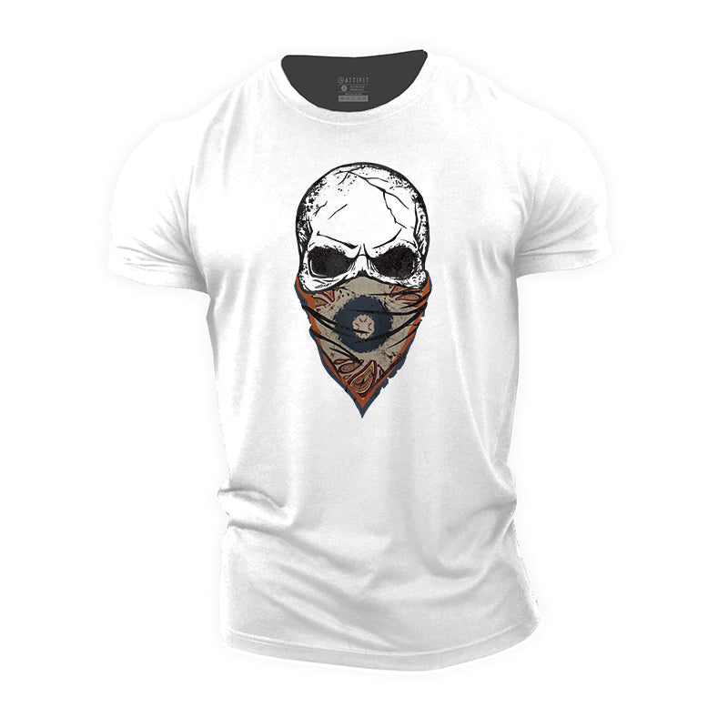 Paisley Skull Face Mask Cotton T-Shirt