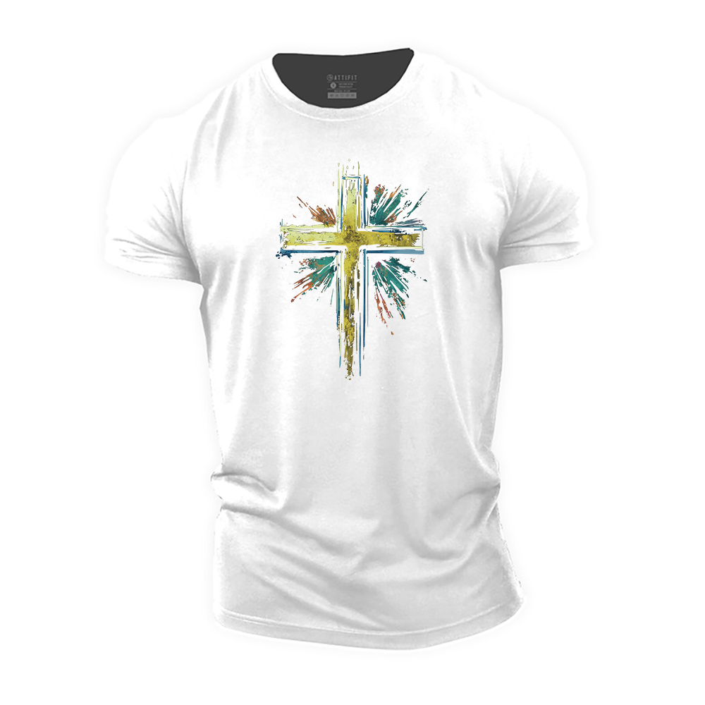 Splashed Ink Cross Cotton T-Shirt