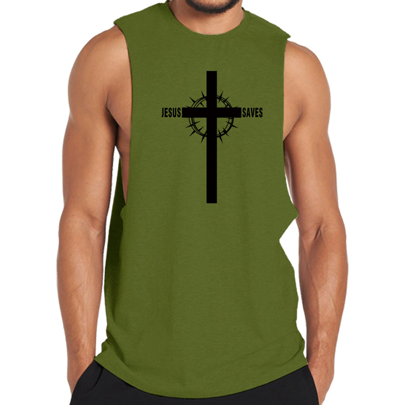 Cotton Jesus Saves Cross Men's Tank Top