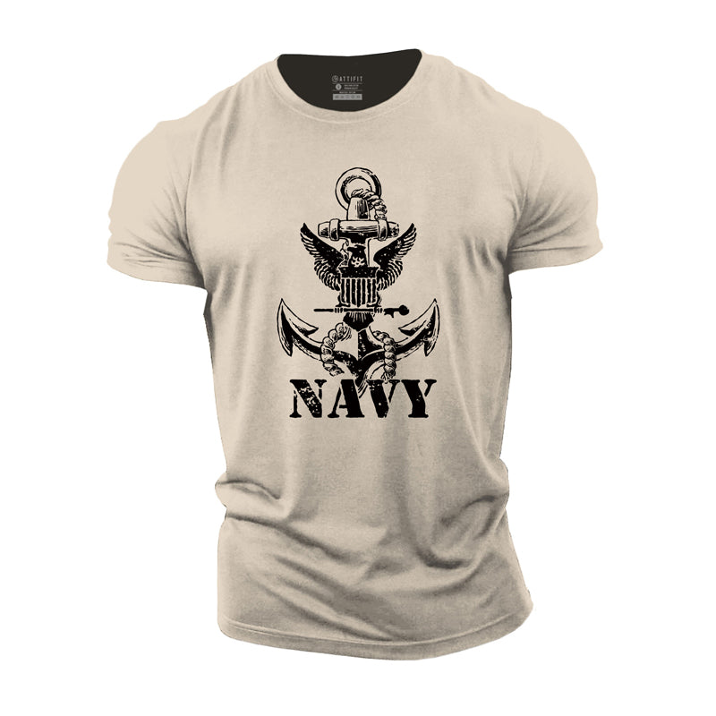 Cotton Navy Graphic Men's T-shirts