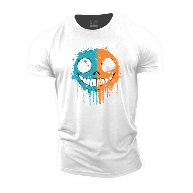 Cotton Grinning Face Graphic Men's T-shirts