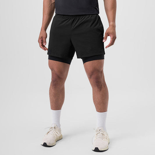 Men’s 2 in 1 Quick Dry Workout Shorts - Black