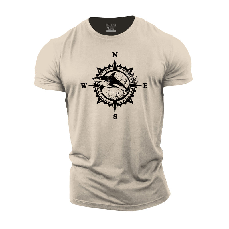 Compass Shark Cotton T-Shirt