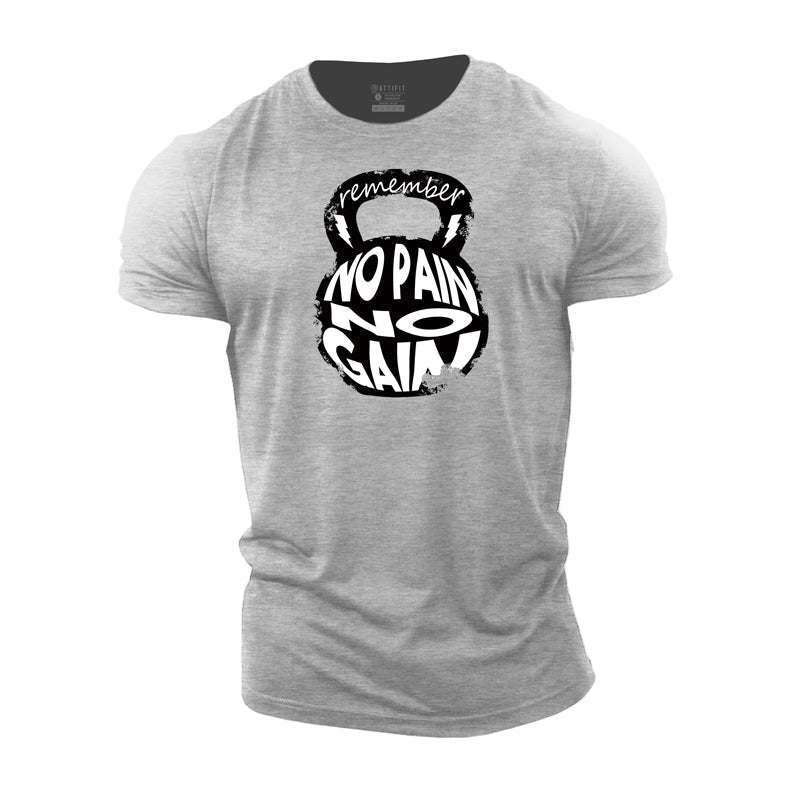 Cotton No Pain No Gain Graphic Men's T-shirts