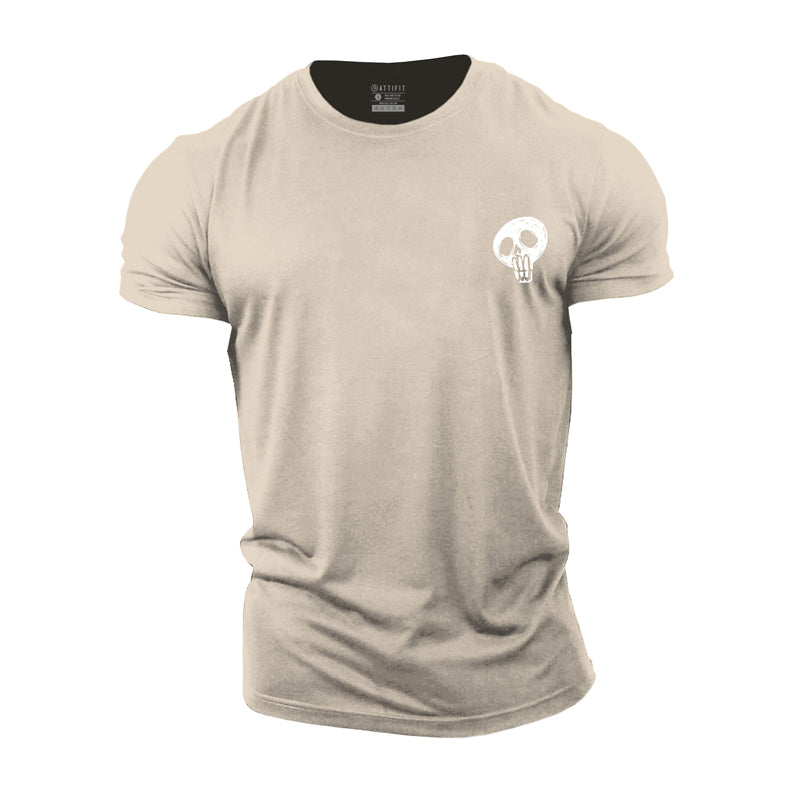 Cotton Small Skull Graphic Men's Fitness T-shirts