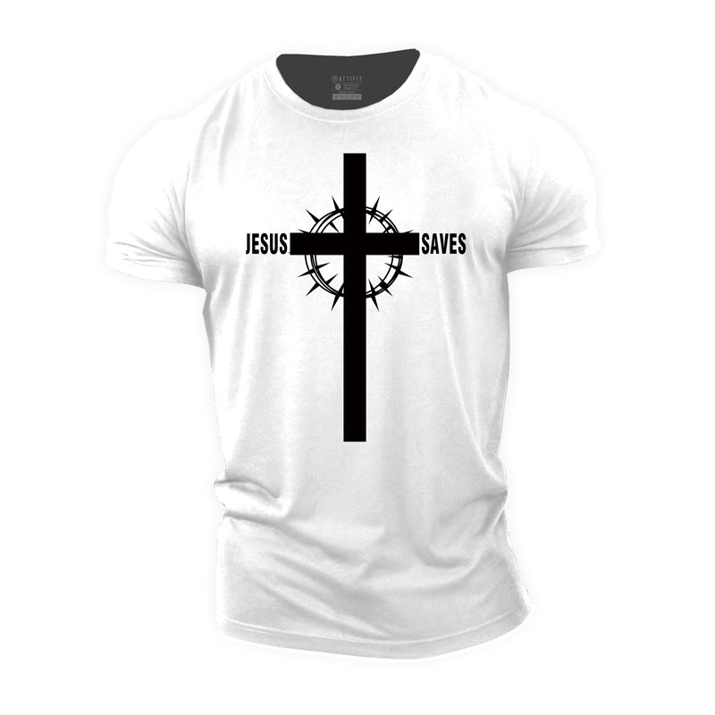 Jesus Saves Cross Cotton T-Shirt