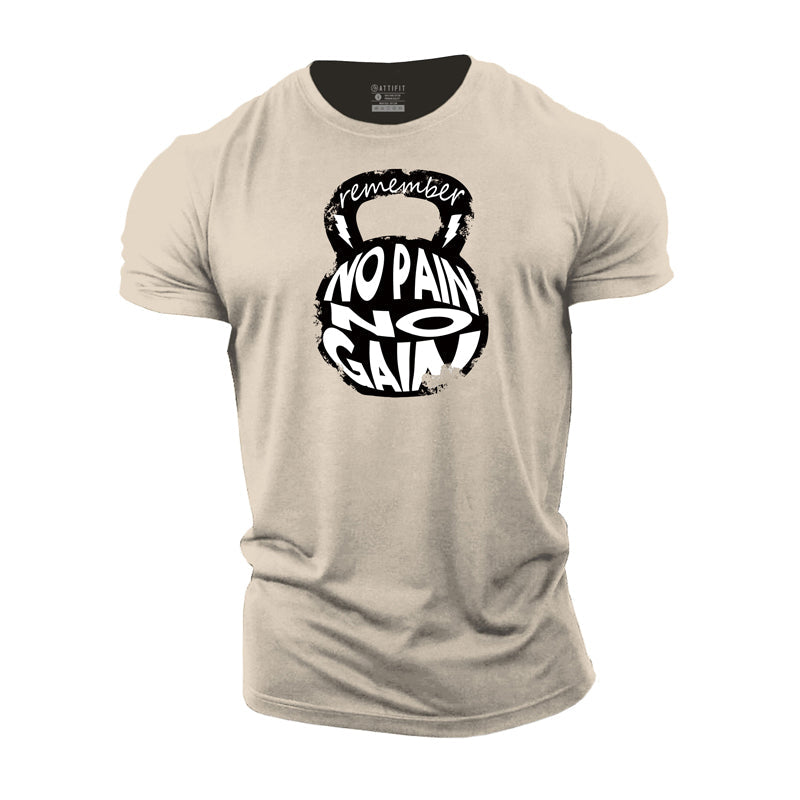 Cotton No Pain No Gain Graphic Men's T-shirts