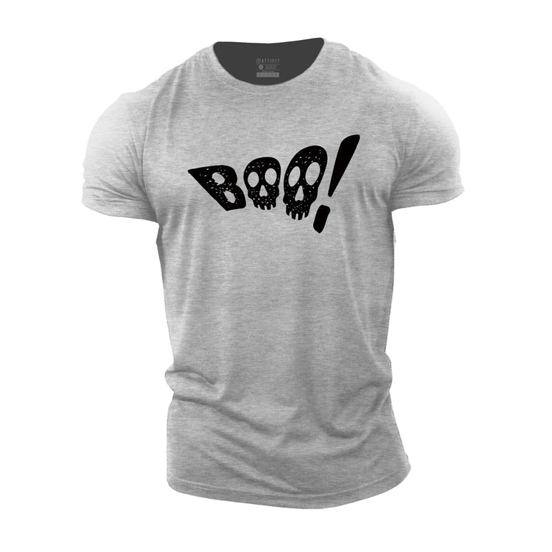 Halloween Skull Boo Cotton T-Shirt