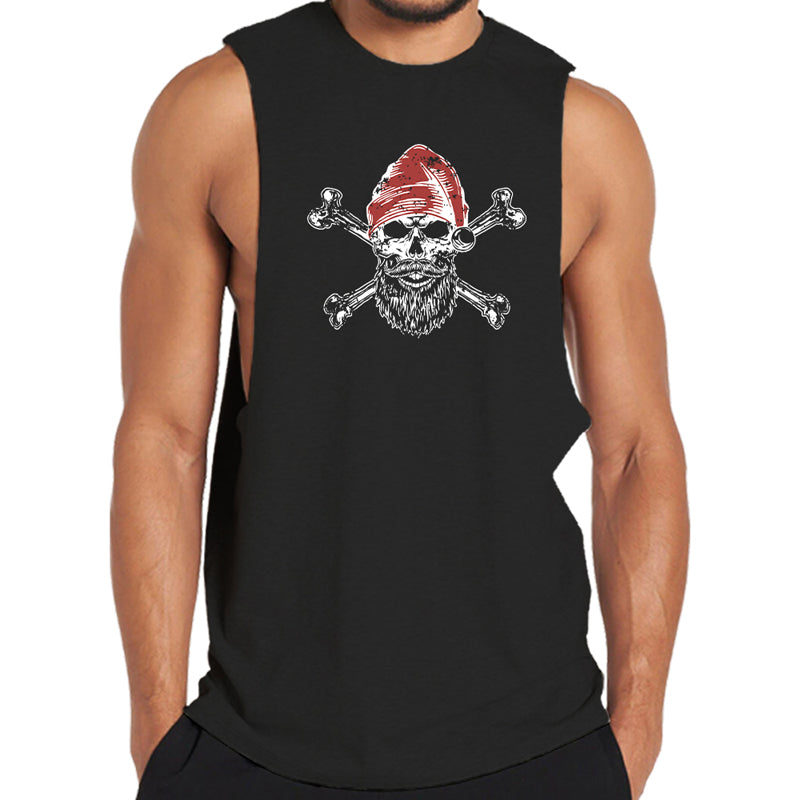 Cotton Christmas Skull Men's Tank Top