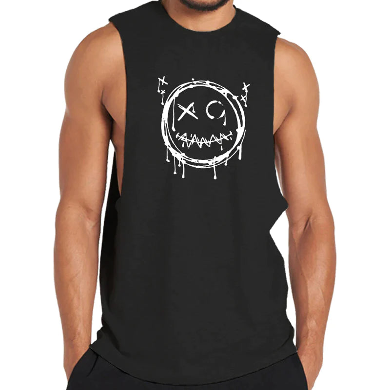 Cotton Funny Smile Graphic Men's Tank Top