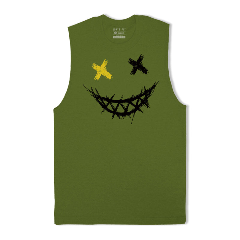 Cotton Evil Smiley Face Tank Top