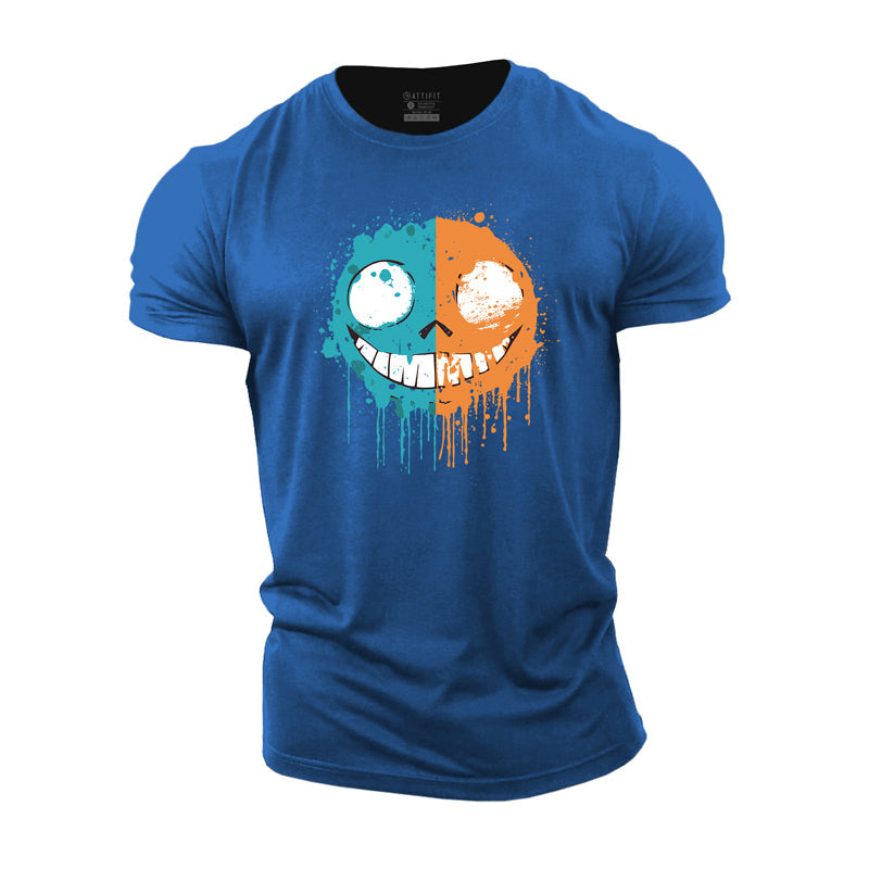 Cotton Grinning Face Graphic Men's T-shirts