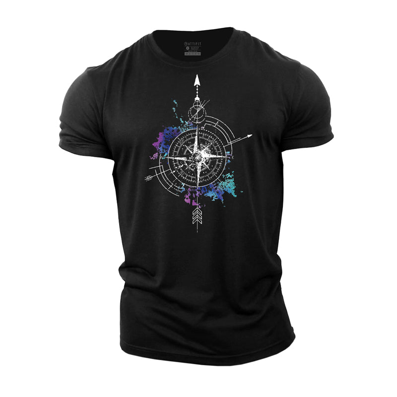 Cotton Compass Graphic Men's Fitness T-shirts