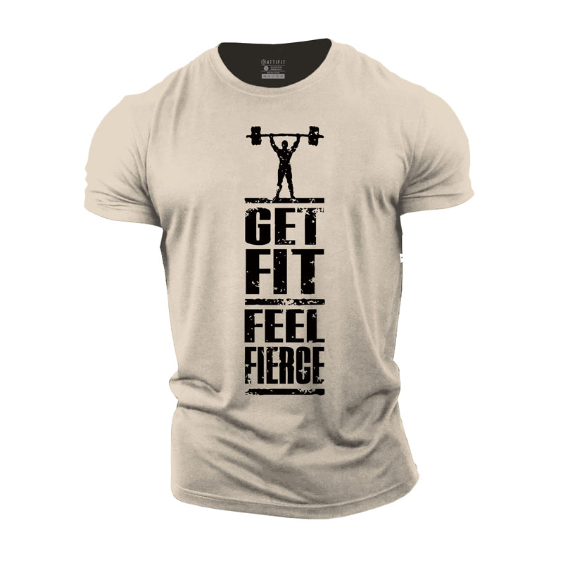 Cotton Get Fit Feel Fierce Graphic Men's Fitness T-shirts