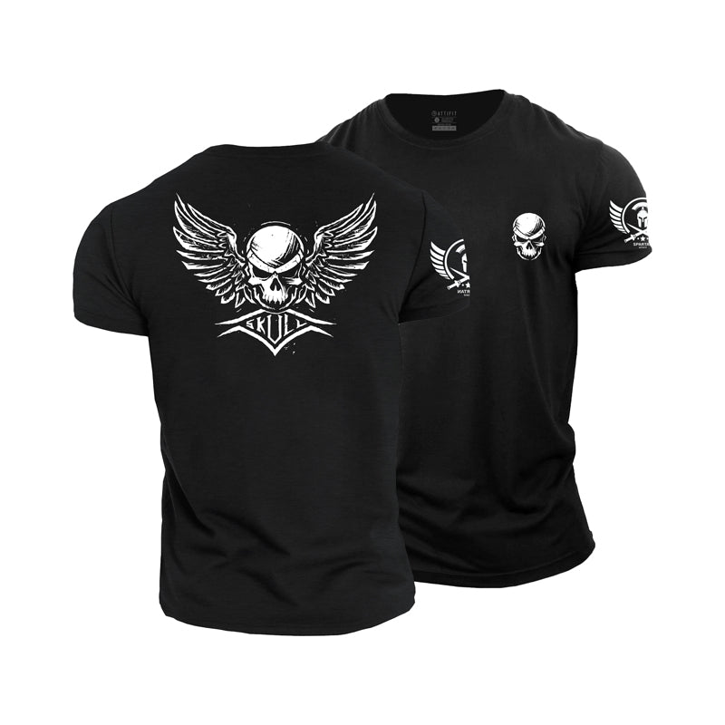 Cotton Skull Wings Graphic Men's T-shirts