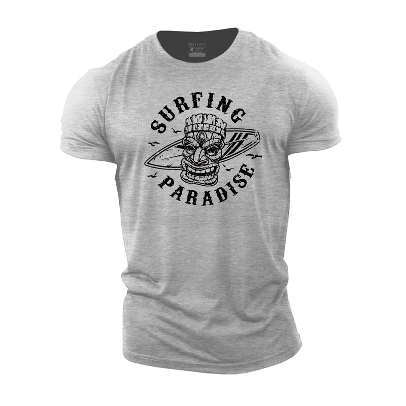 Cotton Surfing Paradise Graphic Gym T-shirts