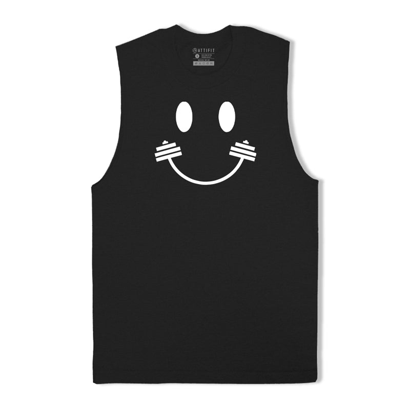 Cotton Barbell Smile Face Tank Top