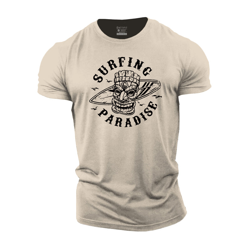 Cotton Surfing Paradise Graphic Gym T-shirts