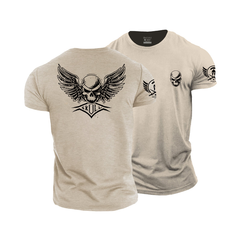 Cotton Skull Wings Graphic Men's T-shirts