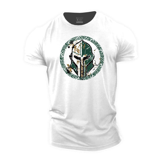 Cotton Spartan Helmet Graphic Men's T-shirts