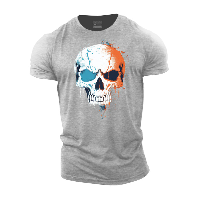 Contrast Color Skull Cotton T-Shirt