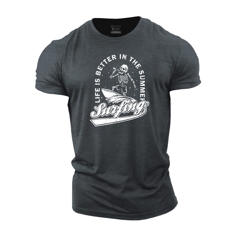 Cotton Surfing Graphic Gym T-shirts