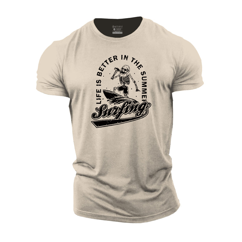 Cotton Surfing Graphic Gym T-shirts