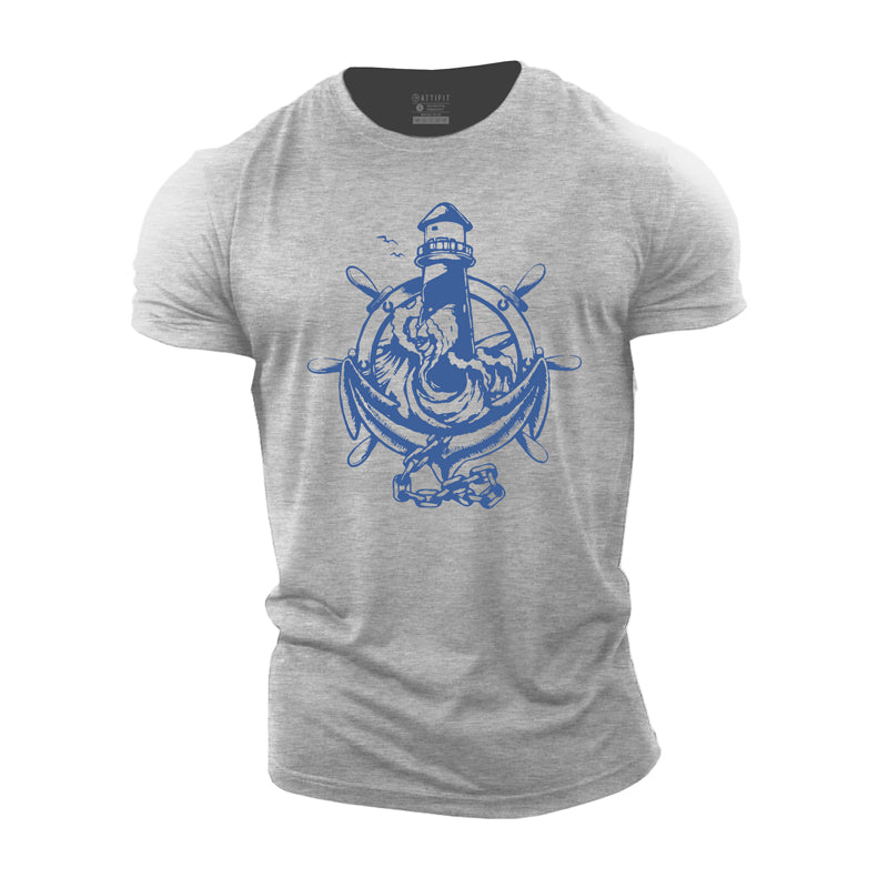 Cotton The Rudder Graphic Men's Fitness T-shirts