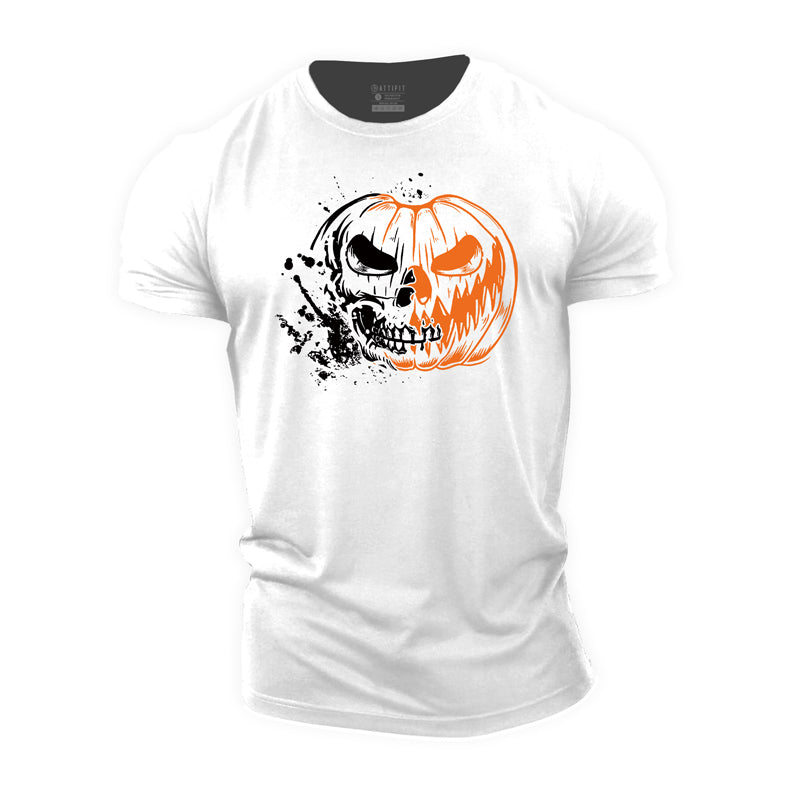 Halloween Skull Pumpkin Cotton T-Shirt