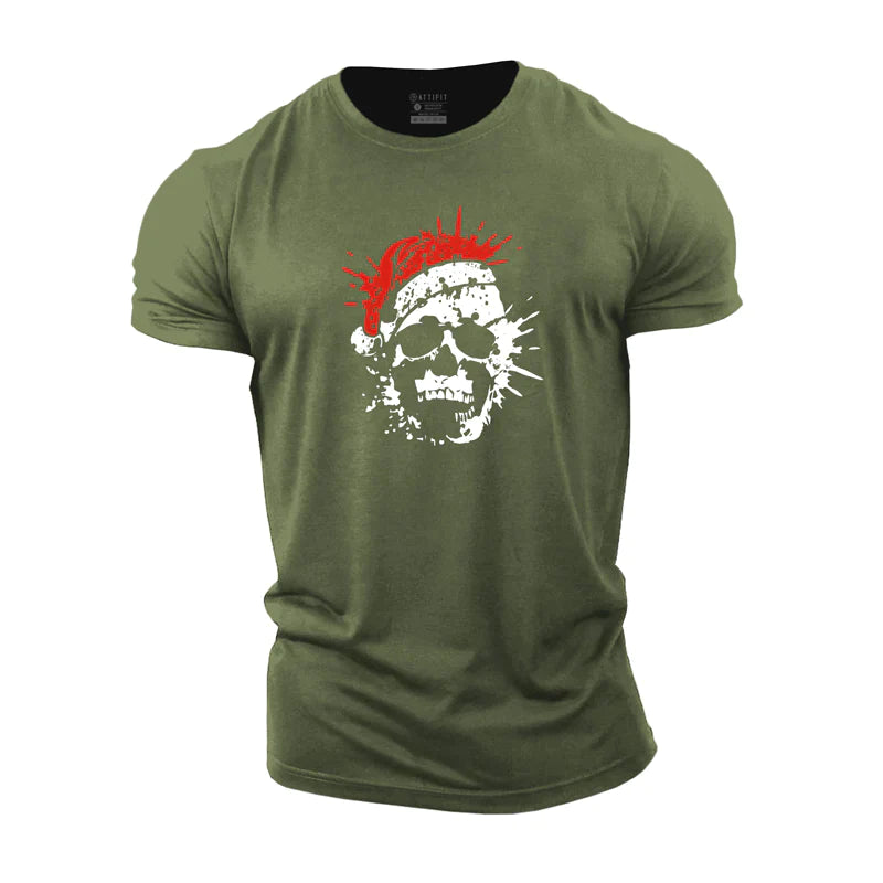 Christmas Skull Cotton T-Shirt