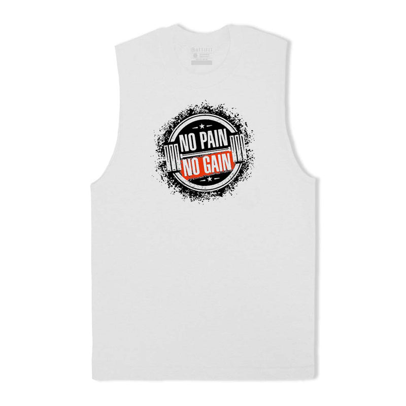 Cotton No Pain No Gain With Barbell Graphic Tank Top