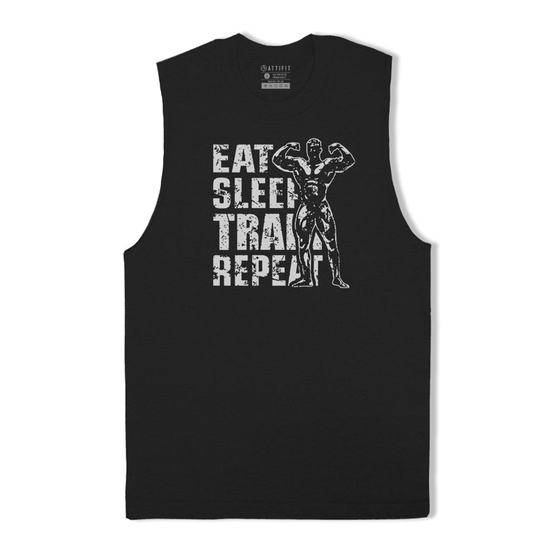 Cotton Eat Sleep Train Repeat Tank Top